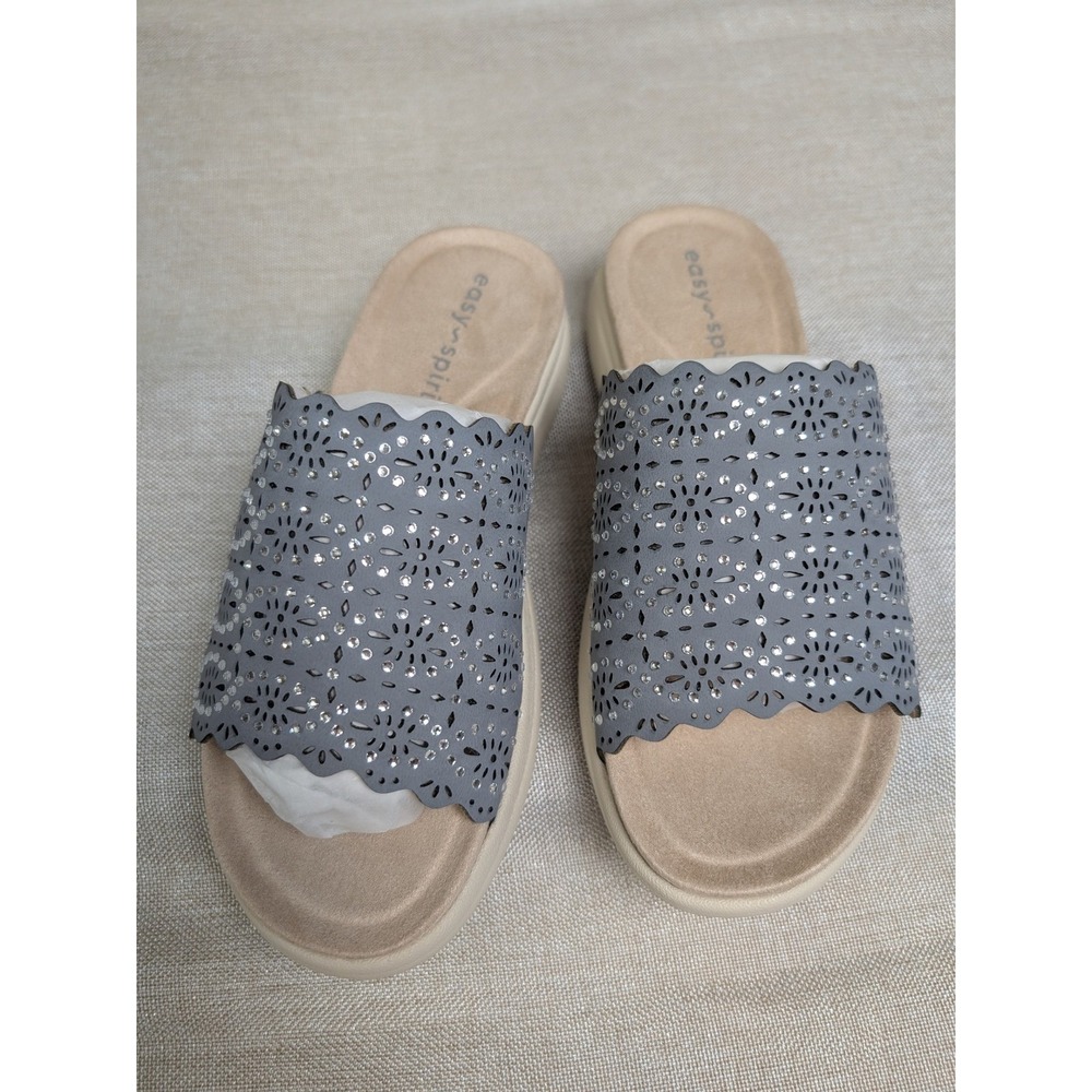 Easy Spirit Sealora 3 Slide Sandals Womens 6.5W Blue NWT Laser Cut Rhinestone